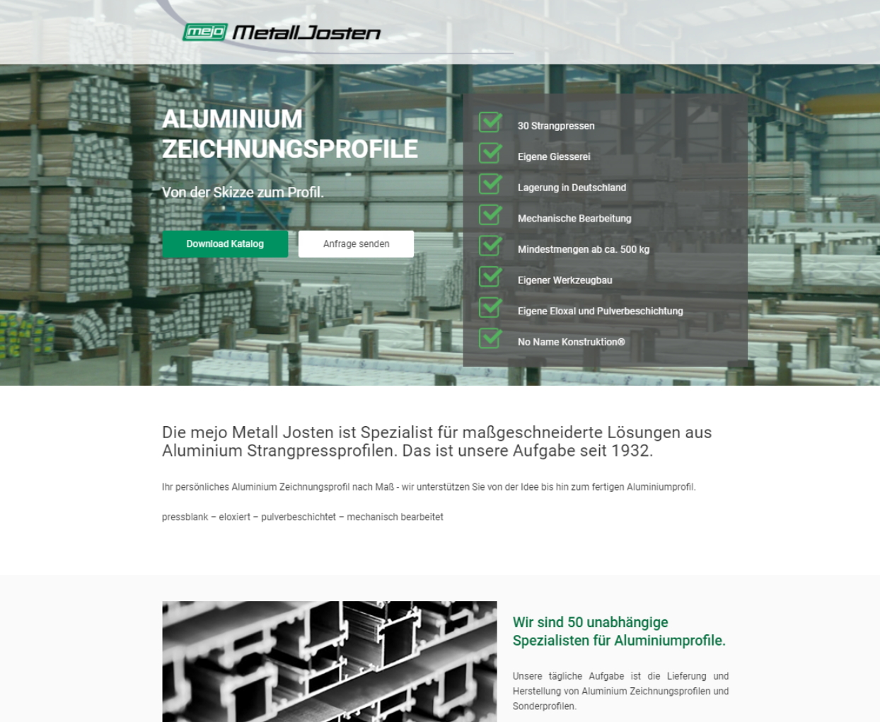 Landingpage Ads Kampagnemejo Metall Josten GmbH